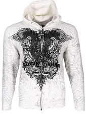 Xtreme Couture by Affliction Men's Zip Up Sweatshirt Hoodie Cast Iron Wings Bike