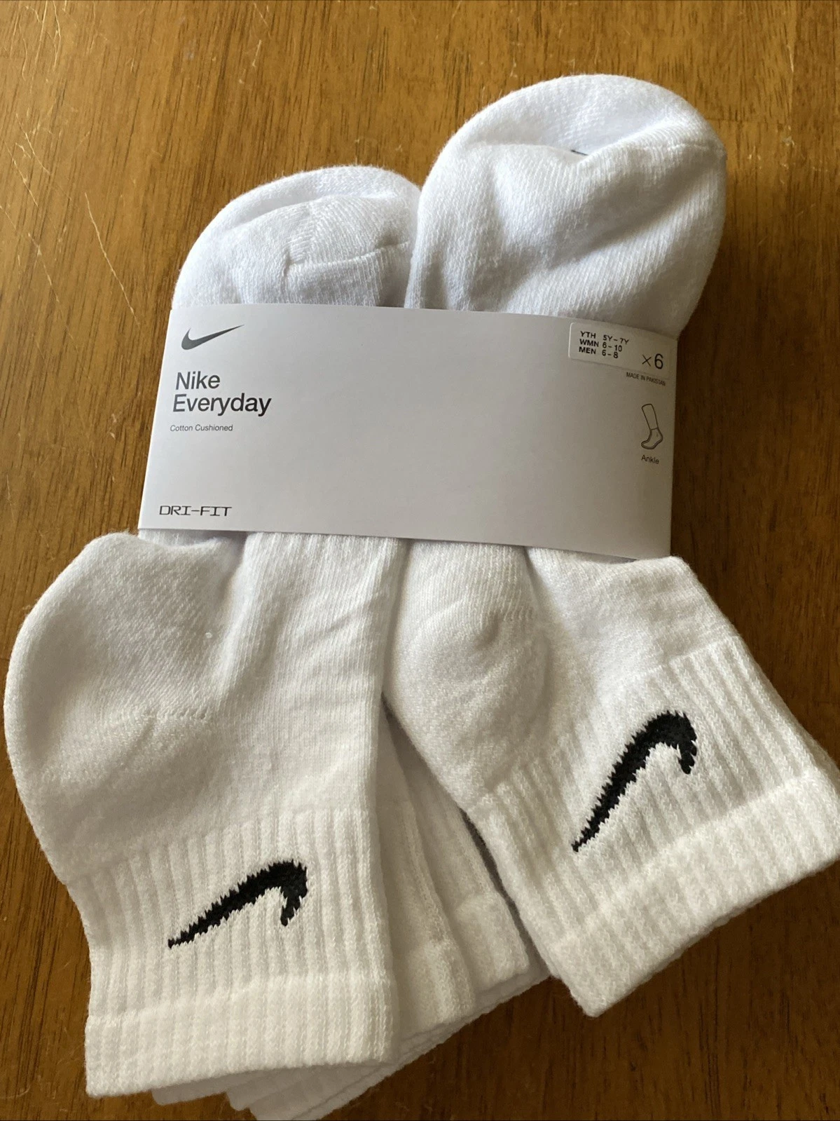 Men's Nike 6-Pack Everyday Cushion Ankle Training Socks White