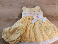 Sale RARE EDITIONS Yellow Gingham Seersucker Check Toddler 18M Dress Bloomers