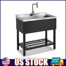 Stainless Steel Utility Sink ,Freestanding Single Bowl Kitchen Sink with Faucet