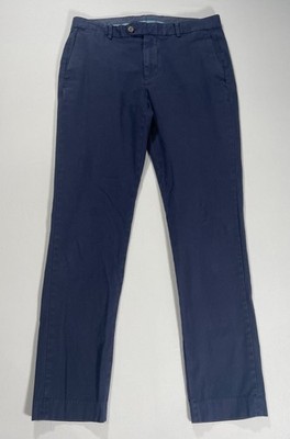 BONOBOS Mens Slim Taper Navy Chino Pants Size 33x32 Cotton Elastane