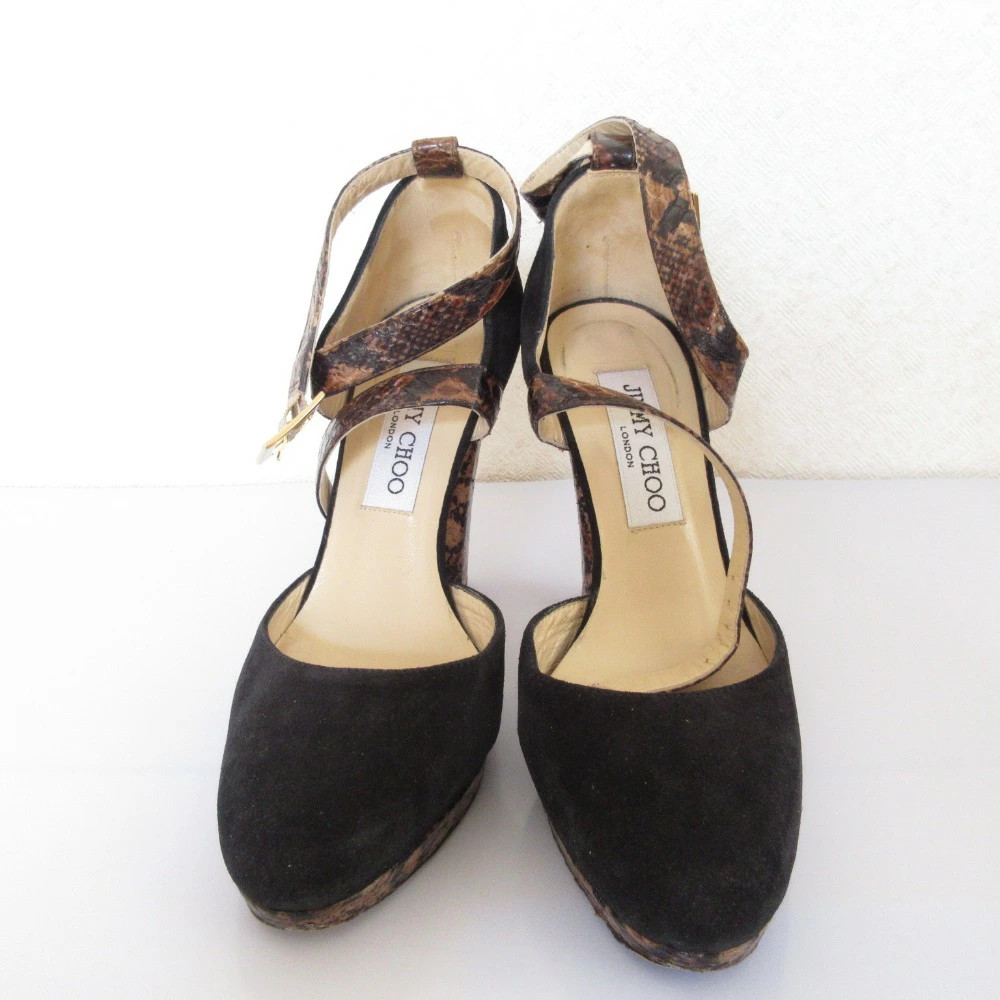 Jimmy Choo Python Pattern Heel Ankle Strap Pumps … - image 5