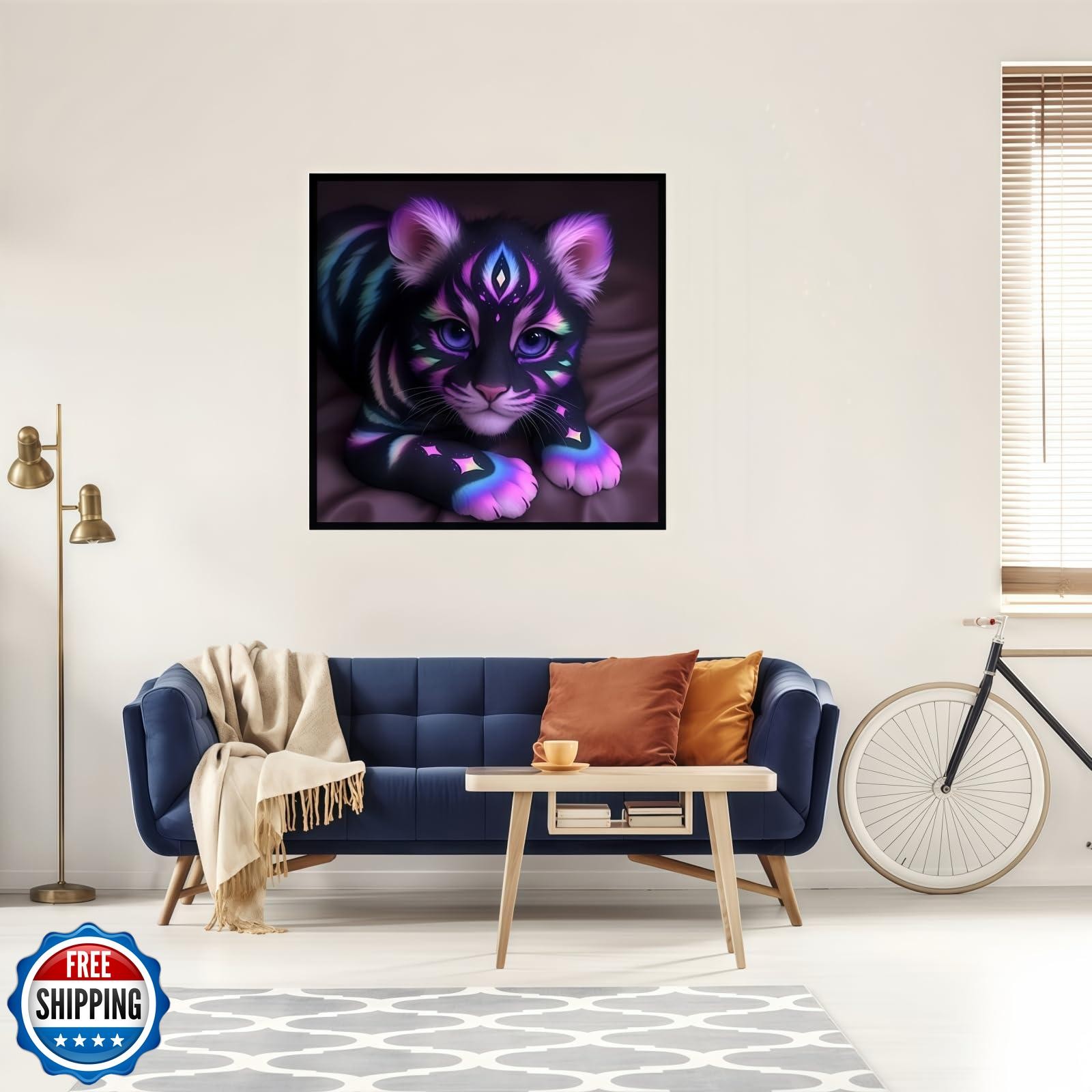 JYXSJYYD 5D DIY Tiger Diamond Art Kits for Adults,Purple Tiger Di