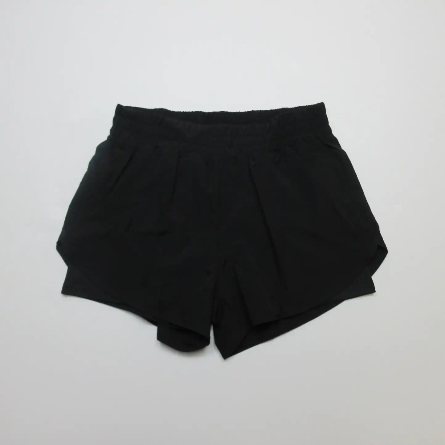 Pantalones Cortos Para Mujer Negros Grandes Ligeros Poliéster Spandex Ropa Activa Informal