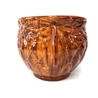 McCoy Quilted Planter Brown Drip Glaze Pottery USA Vintage MCM