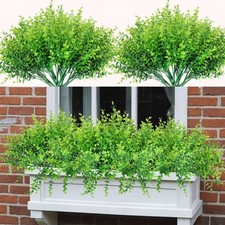 Grever 10 Bundles Artificial Greenery Boxwood Fake Plants UV Resistant Plasti...