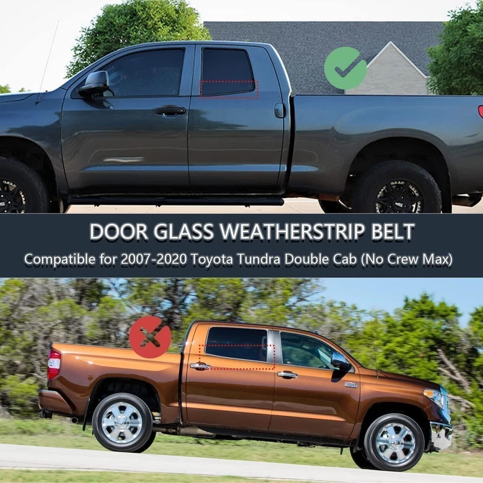 For 2007-2018 Toyota Tundra Double Cab Window Moulding Weatherstrip Seal-Belt Ri - Image 3 of 4
