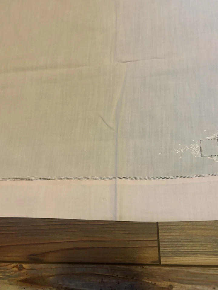 Vintage Childs Embroidered Baby Crib Top Sheet 42”x 67” Pink Girl - Image 4 of 4