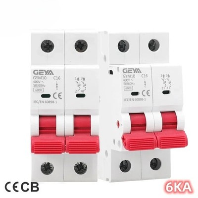 2 Pole 6A 10A 16A 20A 25A 32A 40A 50A 63A 220V/400V Mini Circuit Breaker C Curve