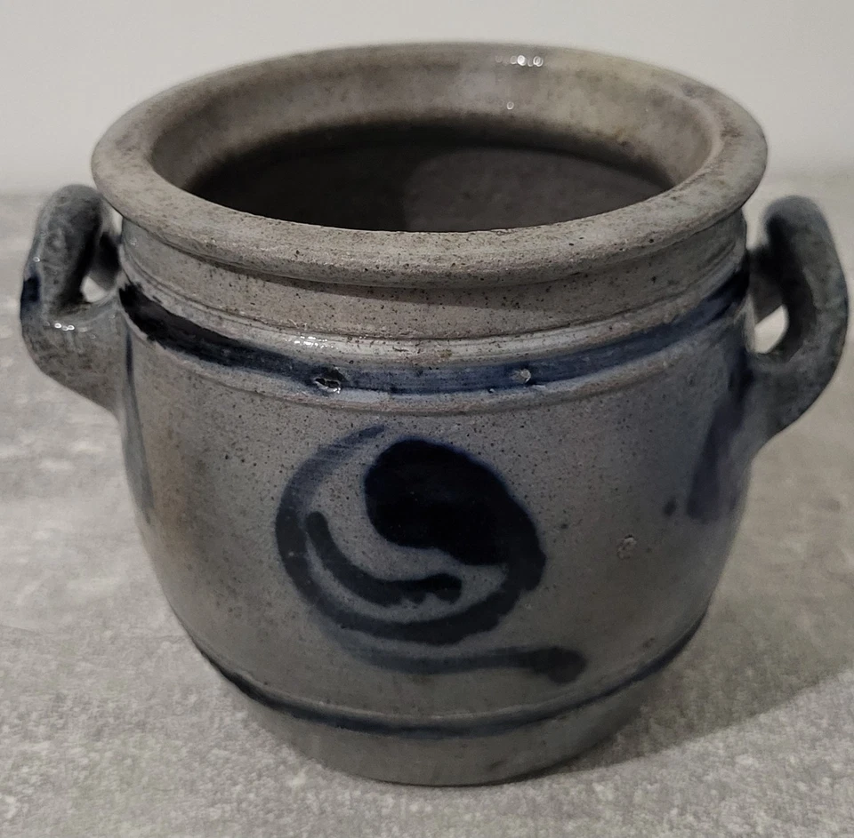 Ancien XXème Grand pot en grès d'Alsace Avec Couvercle Pot A Café Gris Bleu - Photo 3/4