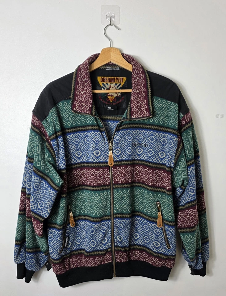 Vintage Obermeyer Arrowhead Skiwear Jacket 90s Pattern Zip-Up Men's Size Medium - Image 2 of 4