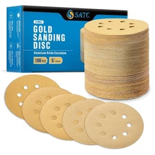 100-Pack 5-Inch Hook and Loop Sanding Discs for Wood and Auto Finishing