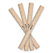 Rulers 4 Pack - 12 Inch, Wood Ruler with Metal Edge Great for