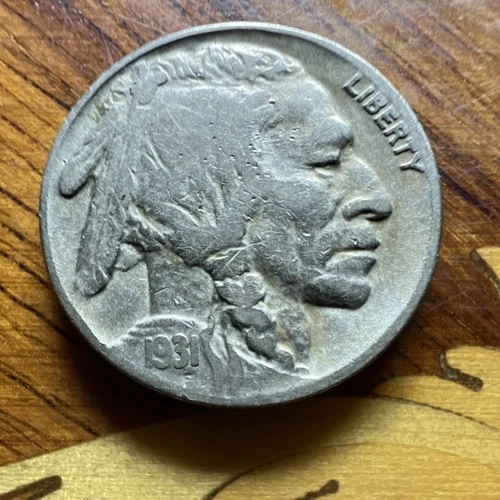 1931-S Buffalo Nickel 5C Coin Native American Buffalo Design Circulated