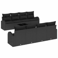 Gartensofa-Set Poly-Rattan Schwarz 55X55X37 Cm Terrasse Balkon