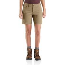 Carhartt Women's Straight Fit Force Madden Cargo Short Shorts, Dark Khaki, 12