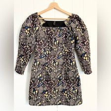 ASOS YAS Small mini dress Square neck balloon sleeve embroidered jacquard
