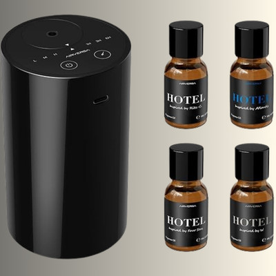 Airversa AN8 Waterless Essential Oil Diffuser Starter Kit, Black | 4 X 10Ml