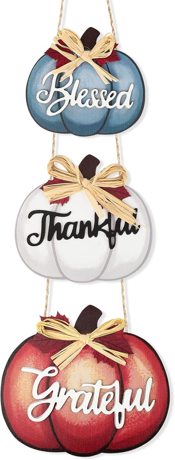 Thanksgiving Wooden Pumpkin Wreath for Front Door or Wall Decoration