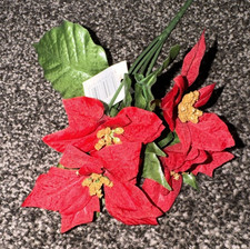 Assorted Artificial Flowers Plants Bouquet Christmas Poinsettia Holly Glitter