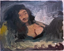 Oil Painting Portrait Girl Boudoir Interior 16"x20" Canvas Original Signed BVC