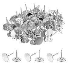 80Pcs Upholstery Tacks, 11 x 13 mm Cap Black Thumb Tacks, Silver