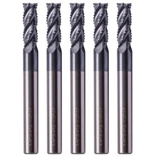 5Pcs 1/4" Solid Carbide Roughing End Mills, ALCrSiN Nano Coated, 4 Flute, 35 ...