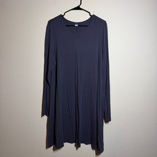 Old Navy Swing Dress Womens XLT Blue Long Sleeve Crew Neck Casual Pullover