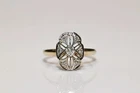 Lab Created Diamond Ring 1.25CT Vintage Art Deco Filigree 14K Two Tone Gold Over