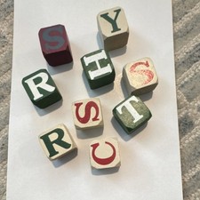 Wooden Alphabet Letter Blocks Set, Assorted Red and Green Letters Rustic