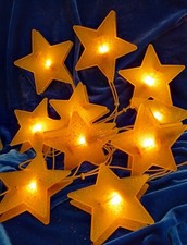 Lichterkette mit 10 Sterne in Gold mit Glimmer