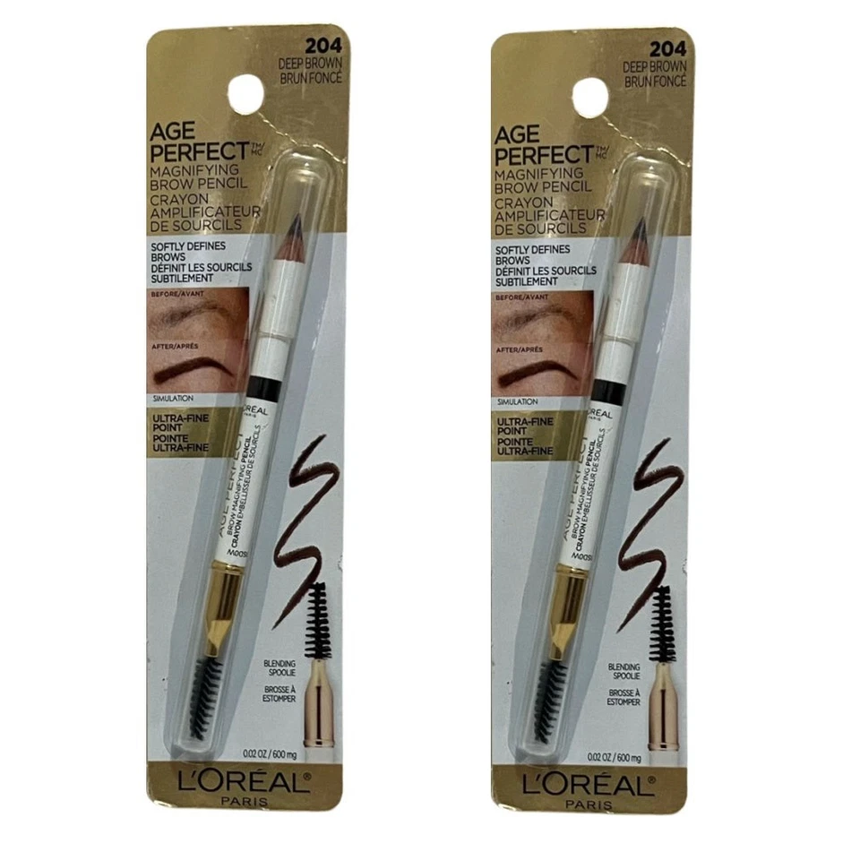 Pack of 2 L'Oreal Paris Age Perfect Magnifying Brow Pencil , Deep Brown 204 - Image 2 of 4