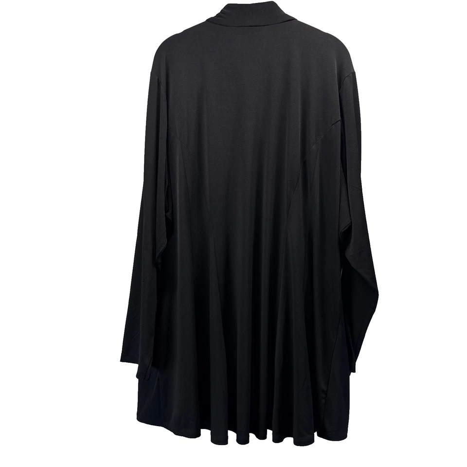 Chaqueta Cárdigan Susan Graver Tejido Líquido 3X Negra Frente Abierto Minimalista Línea A Foto 2 de 4