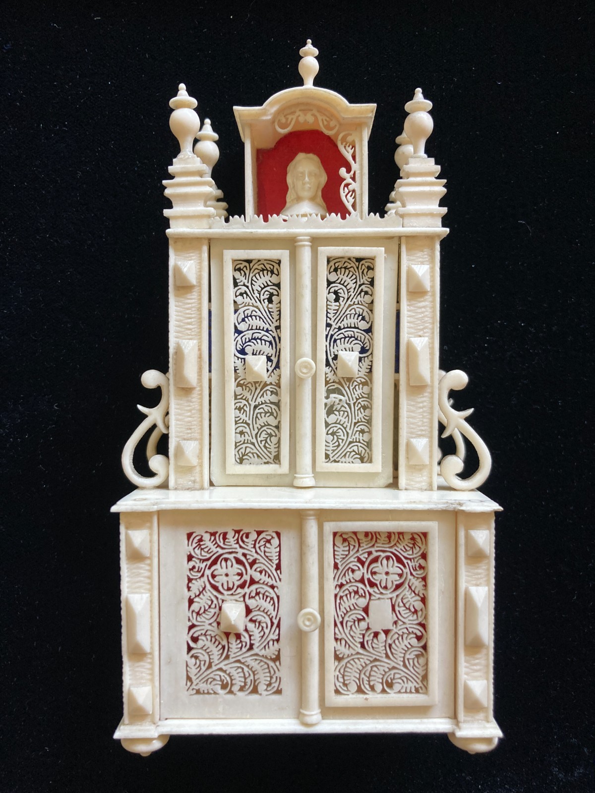 Artisan Dollhouse Miniature Carved Bone Miniature Cabinet