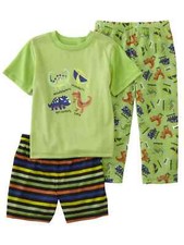 Infant  Toddler Boys Green Dinosaurs Pajamas 3 Piece Sleep Set 12M