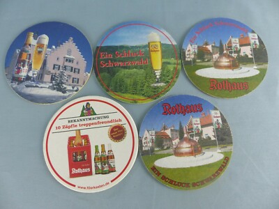 Lot of 5 different SOUS BOCK ROTHAUS beer mats bierviltje Bierdeckel E25