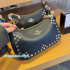 NWT COACH Teri Shoulder Bag With Rivets Gold/Black CAK03