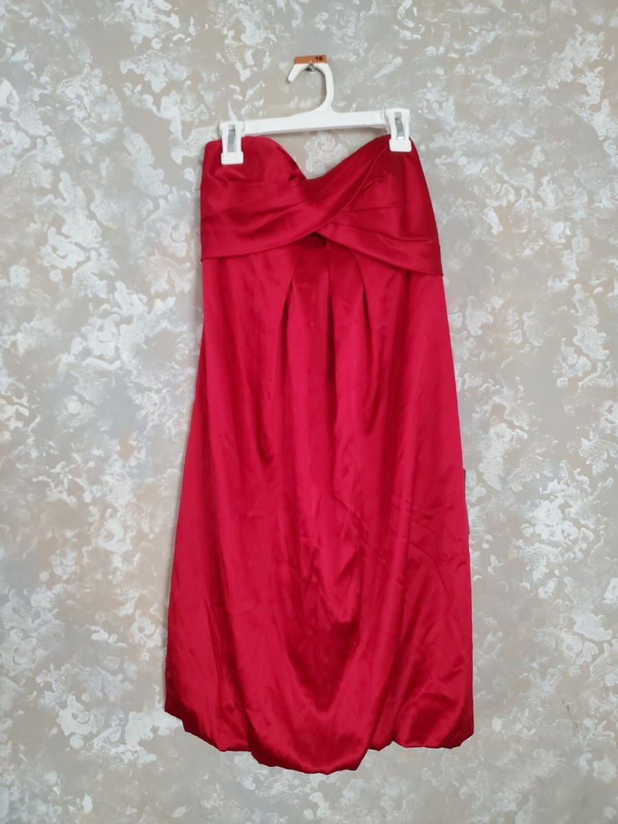nicole miller red satin dress New NICOLE MILLER Wine Red STRAPLESS FRONT TWIST Silk DRESS SIZE 4 $290 BG0301*