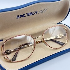 VTG Luxottica 2184 G505 Oval Oversize Eyeglass Frames Gold Pink Italy 54-18-130