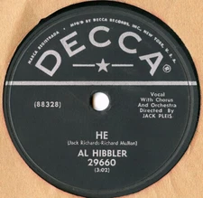 Al Hibbler - He / Breeze (Blow My Baby Back To Me) 1955 Shellac, 10" Decca 29660