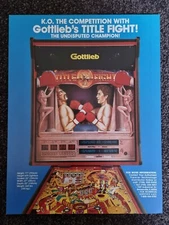 Title Fight - Gottlieb Pinball ORIGINAL Promo Advertising Flyer - last one