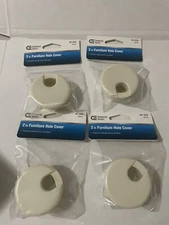 Lot of 4 Commercial Electric Furniture Hole Covers 2” BEIGE Desktop Wires,Cables