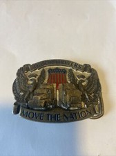 VINTAGE BELT BUCKLE "TRUCK DRIVERS MOVE THE NATION"