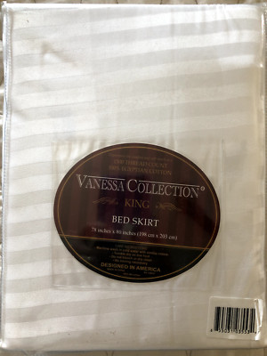 WHITE Superior 1500 Series Pleated Stripe Bed Skirt KING 78x80 15'' Drop