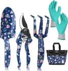 5PCS Garden Tool Set, Aluminum Heavy Duty Gardening Tool Set with Garden Tool Ba