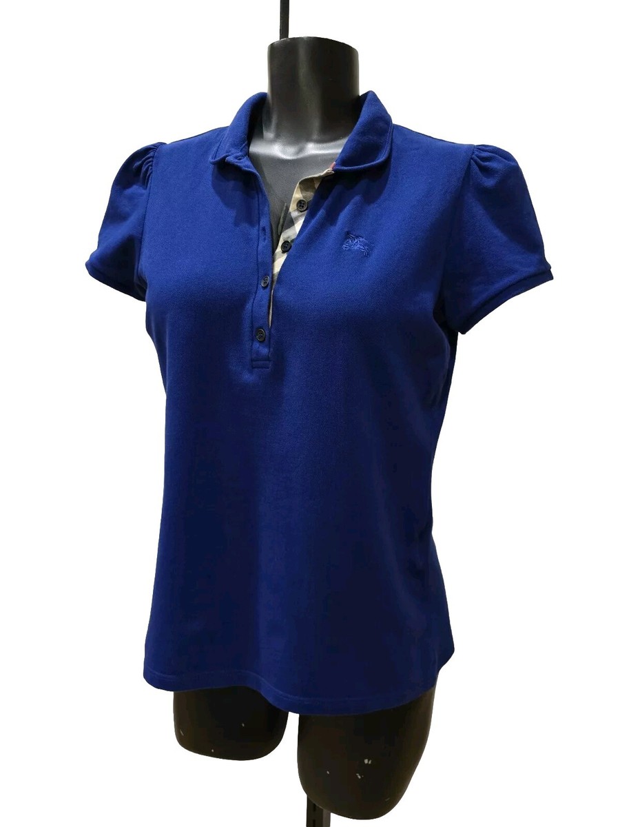 BURBERRY BRIT レディース　ポロシャツ　Mサイズ Burberry Brit Women's Blue Short Sleeve Polo Shirt Size M