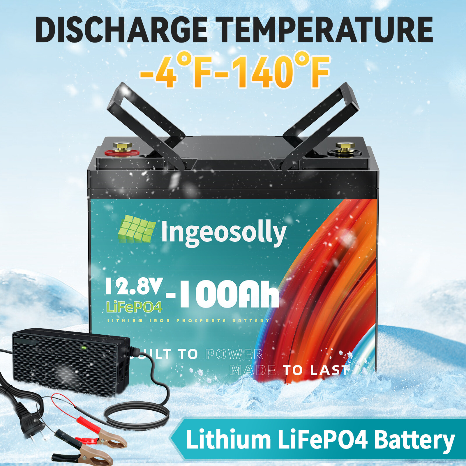 12V 100Ah LiFePO4 Deep Cycle Lithium Battery RV Solar Off-grid +14.6V 7A Charger