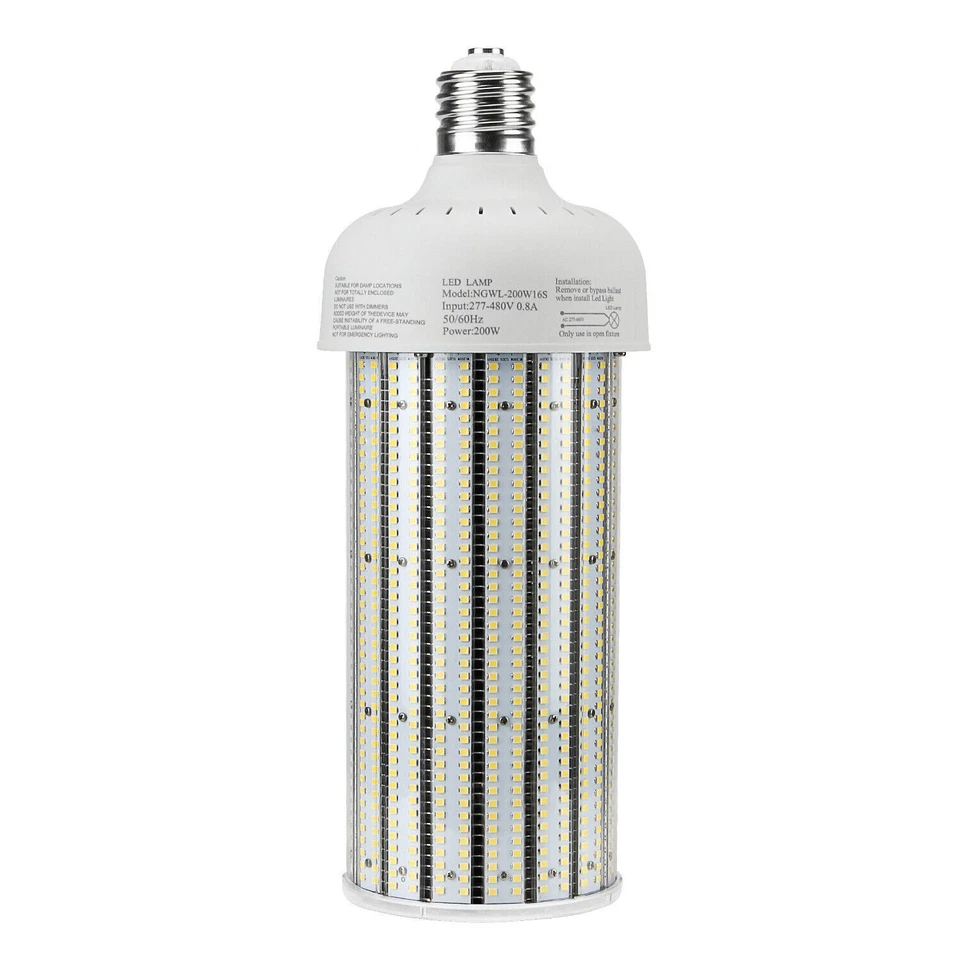 1000W MH Equivalent LED Corn Light Bulb 200W High Bay Garage Lighting 5000K 480V - Image 4 of 4