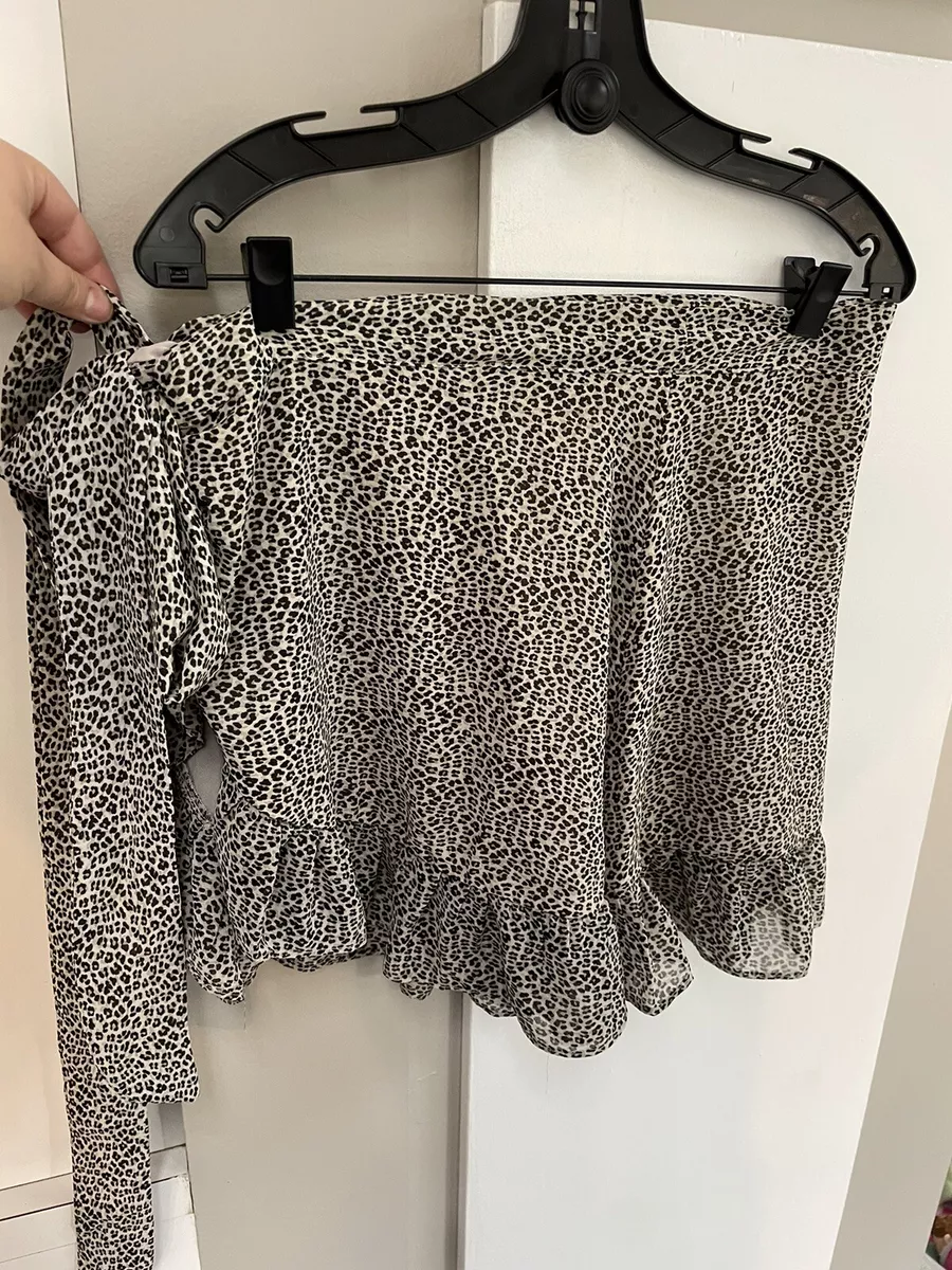 WOMENS DRESS FORUM LOS ANGELES CHEETAH RUFFLED WRAP SKIRT SIZE