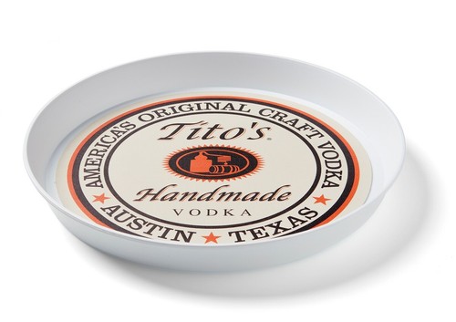 Tito’s Handmade Vodka 16" ROUND SERVING TRAY W/NON-SKID RUBBER BASE